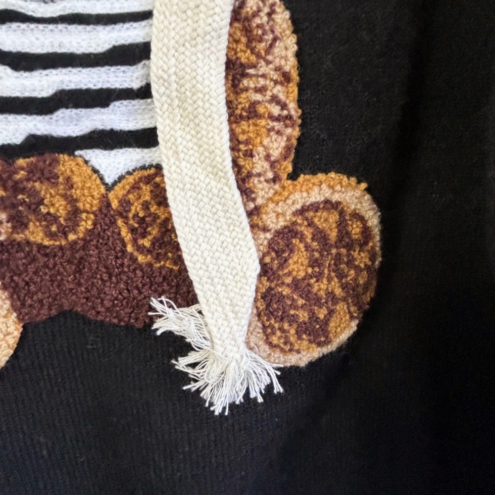 NWT soft warm knit pullover with 3D textured bear wearing a beanie and scarf - Picture 3 of 11